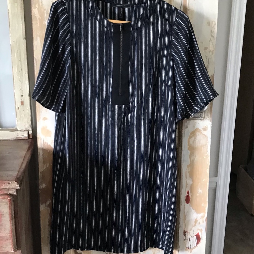 BCBG MAXAZRIA black/white striped tunic dress, size M